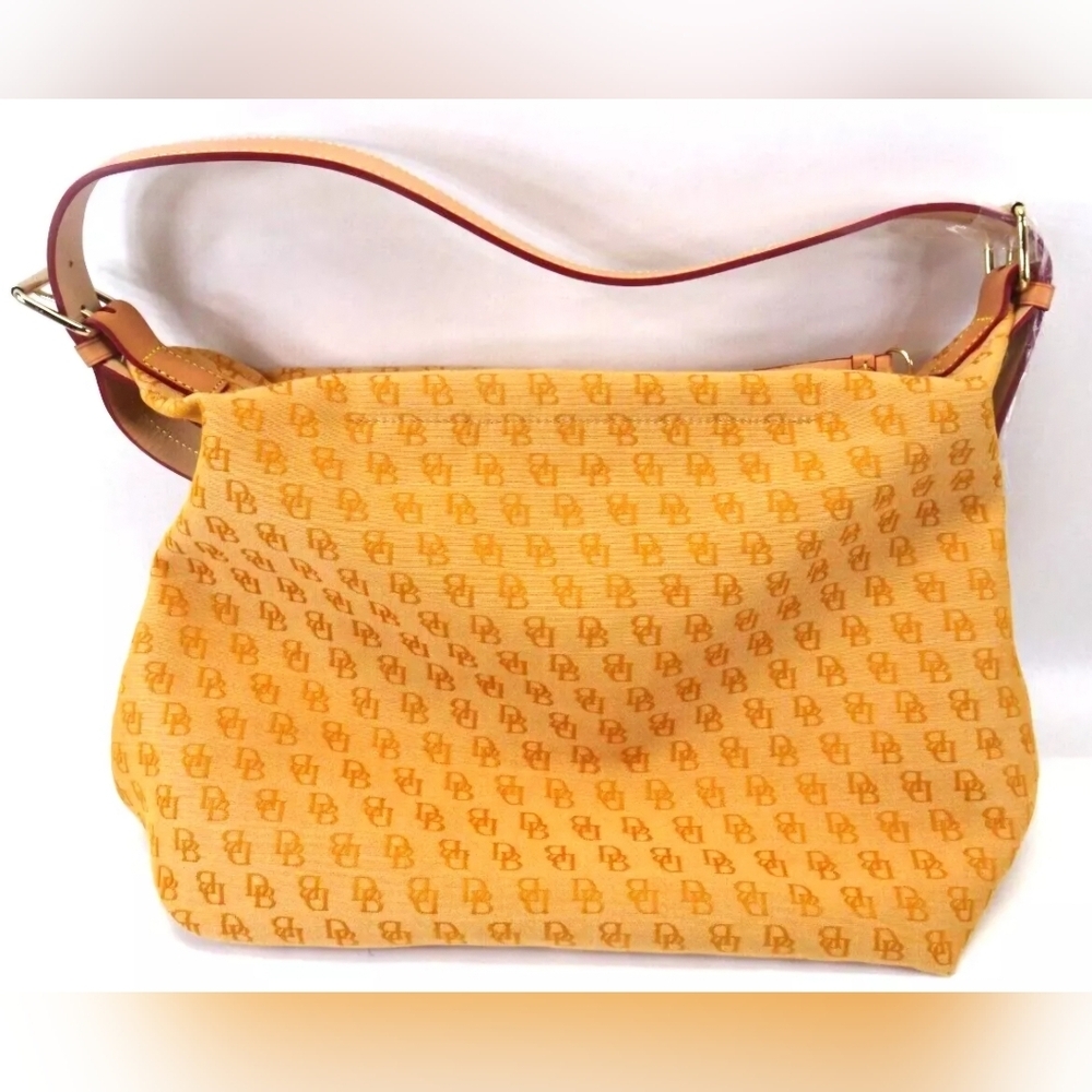 Dooney & Bourke | Canvas Monogram Handbag Purse w/ Leather Handle | Mustard